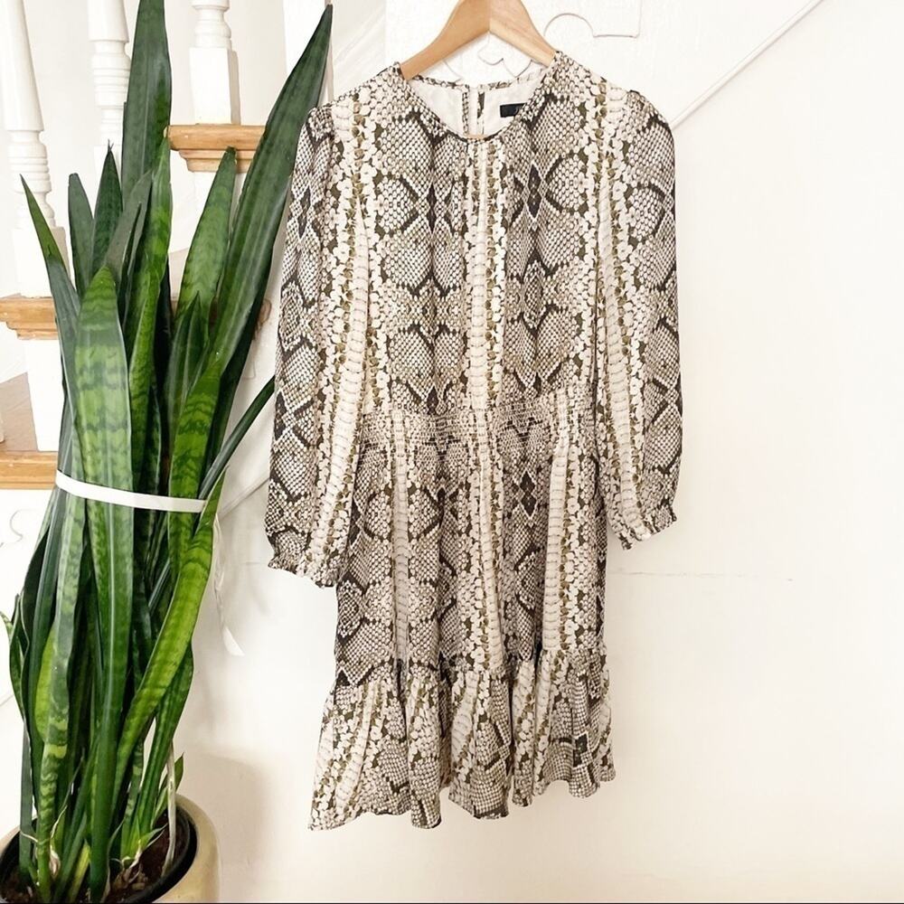 J.Crew Glendale Cinched-Waist Dress Snakeskin Print Size X-Small